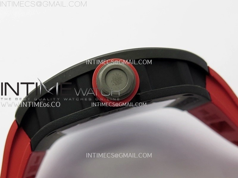 RM055 Black Ceramic Red Inner RMF Best Edition Skeleton Dial On Red Rubber Strap RMUL2 Super Clone