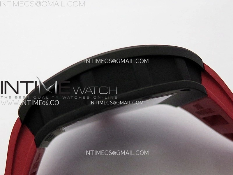RM055 Black Ceramic Red Inner RMF Best Edition Skeleton Dial On Red Rubber Strap RMUL2 Super Clone