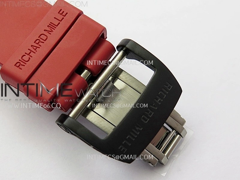RM055 Black Ceramic Red Inner RMF Best Edition Skeleton Dial On Red Rubber Strap RMUL2 Super Clone