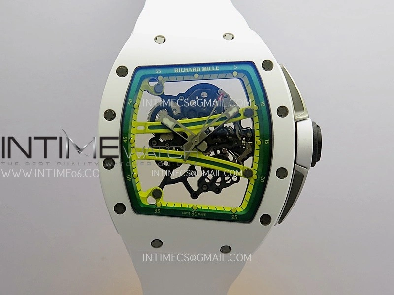 RM061 White Ceramic Umi Office 1:1 Best Edition Green skeleton White Rubber Strap RMUL2 Super Clone