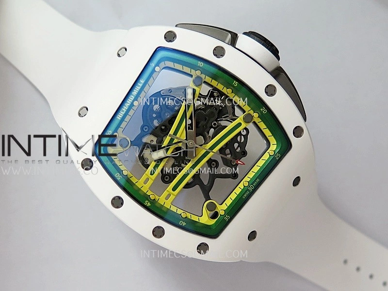 RM061 White Ceramic Umi Office 1:1 Best Edition Green skeleton White Rubber Strap RMUL2 Super Clone