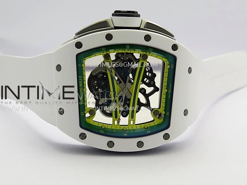 RM061 White Ceramic Umi Office 1:1 Best Edition Green skeleton White Rubber Strap RMUL2 Super Clone