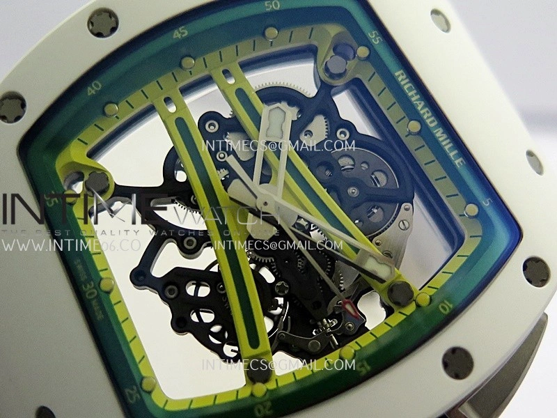 RM061 White Ceramic Umi Office 1:1 Best Edition Green skeleton White Rubber Strap RMUL2 Super Clone