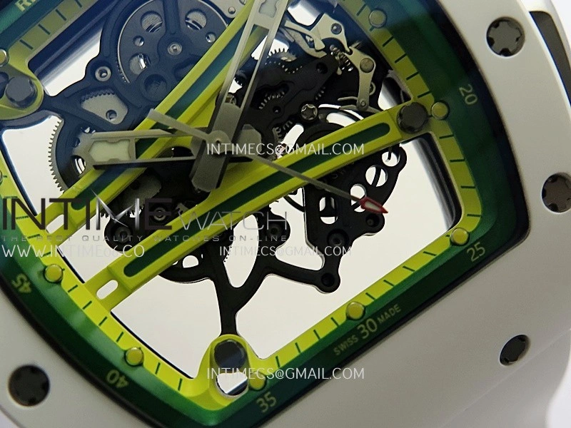 RM061 White Ceramic Umi Office 1:1 Best Edition Green skeleton White Rubber Strap RMUL2 Super Clone