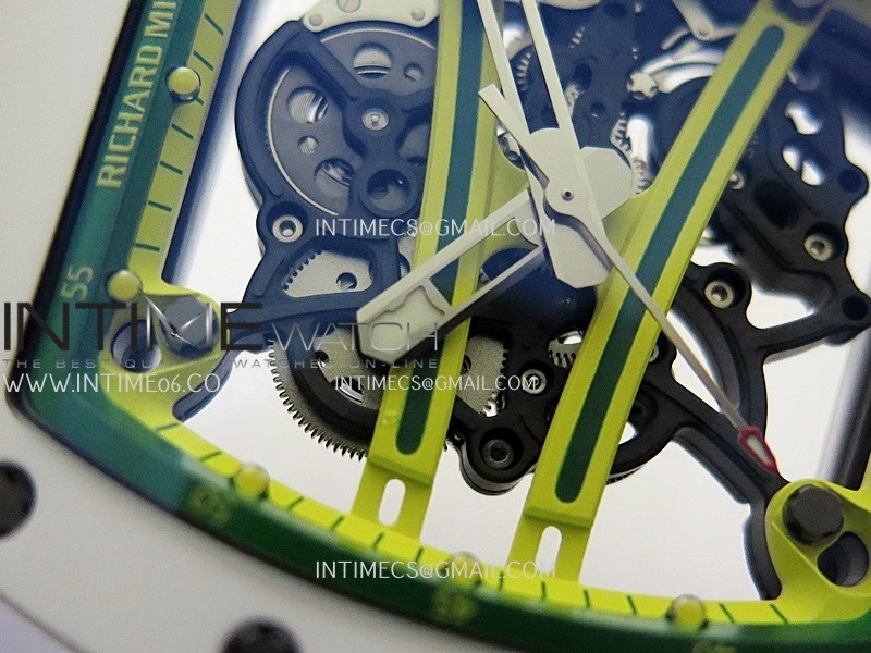RM061 White Ceramic Umi Office 1:1 Best Edition Green skeleton White Rubber Strap RMUL2 Super Clone