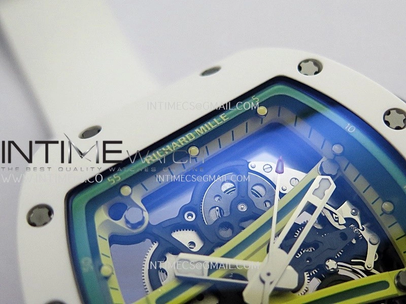 RM061 White Ceramic Umi Office 1:1 Best Edition Green skeleton White Rubber Strap RMUL2 Super Clone