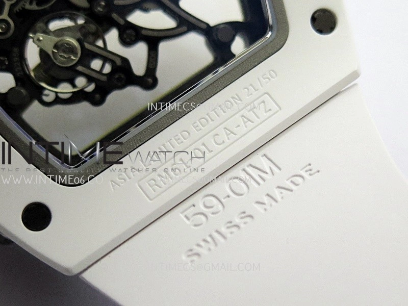 RM061 White Ceramic Umi Office 1:1 Best Edition Green skeleton White Rubber Strap RMUL2 Super Clone