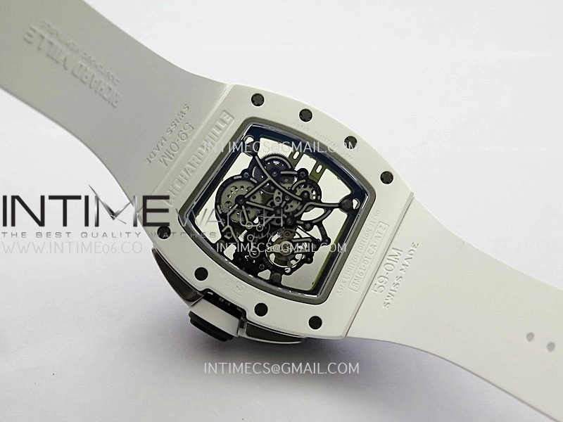 RM061 White Ceramic Umi Office 1:1 Best Edition Green skeleton White Rubber Strap RMUL2 Super Clone