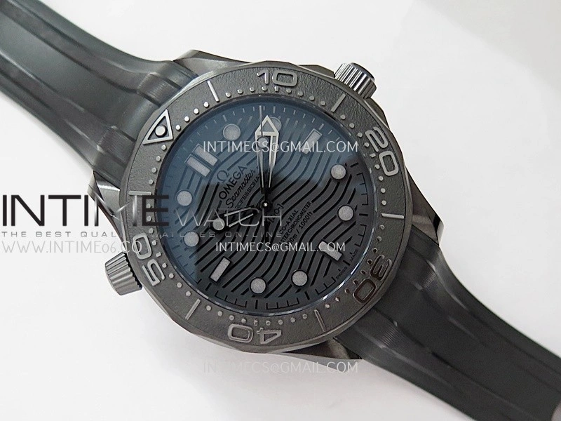 Seamaster Diver 300M Black Ceramic V4 VSF 1:1 Best Edition Black Dial On Black Rubber Strap Super Clone Asian 8806