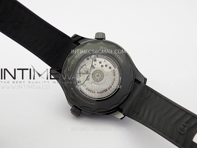 Seamaster Diver 300M Black Ceramic V4 VSF 1:1 Best Edition Black Dial On Black Rubber Strap Super Clone Asian 8806