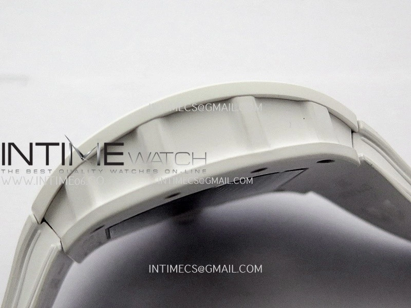 RM055 White Ceramic ZF 1:1 Best Edition Skeleton Dial On White Shark Rubber Strap RMUL2 Super Clone