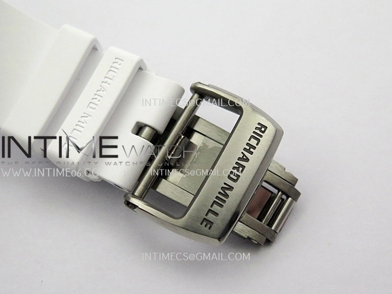 RM055 White Ceramic ZF 1:1 Best Edition Skeleton Dial On White Shark Rubber Strap RMUL2 Super Clone