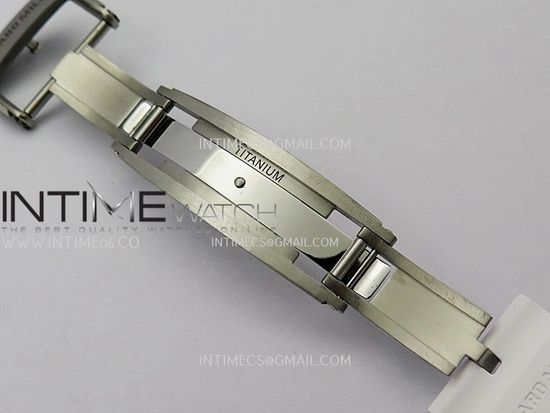 RM055 White Ceramic ZF 1:1 Best Edition Skeleton Dial On White Shark Rubber Strap RMUL2 Super Clone