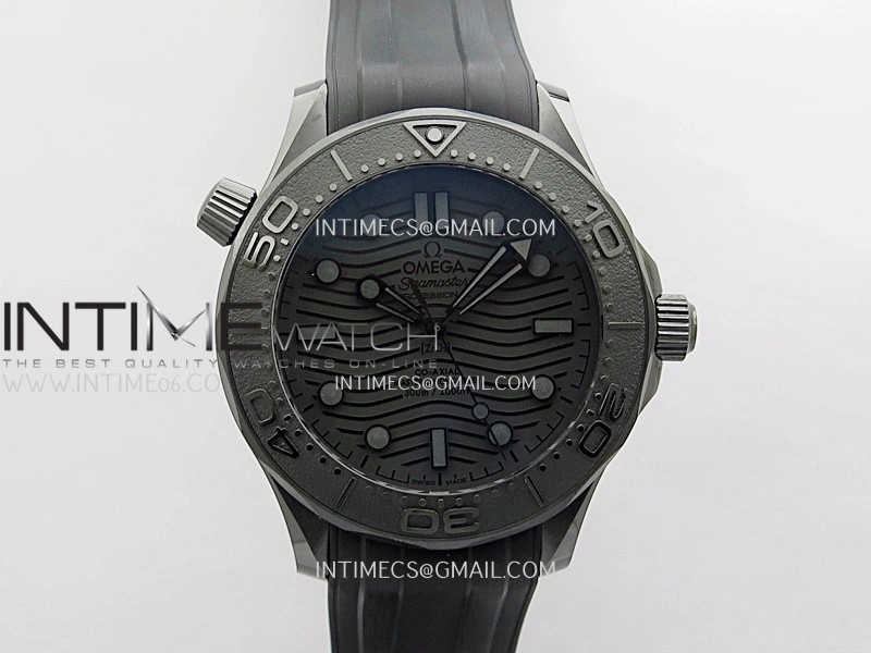 Seamaster Diver 300M Black Ceramic DLC ORF 1:1 Best Edition Black Dial On Black Rubber Strap Super Clone Asian 8806