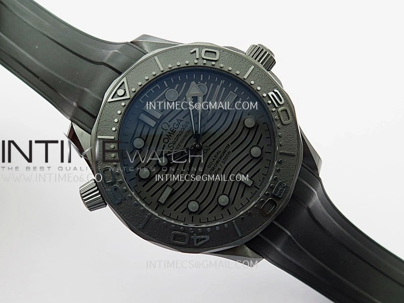 Seamaster Diver 300M Black Ceramic DLC ORF 1:1 Best Edition Black Dial On Black Rubber Strap Super Clone Asian 8806