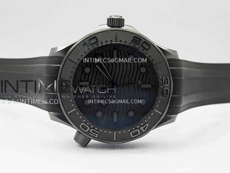 Seamaster Diver 300M Black Ceramic DLC ORF 1:1 Best Edition Black Dial On Black Rubber Strap Super Clone Asian 8806
