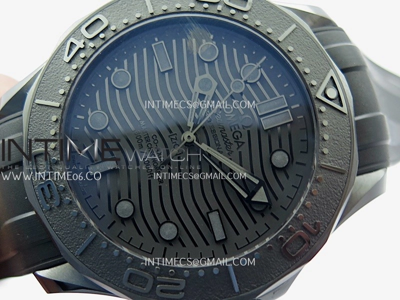 Seamaster Diver 300M Black Ceramic DLC ORF 1:1 Best Edition Black Dial On Black Rubber Strap Super Clone Asian 8806