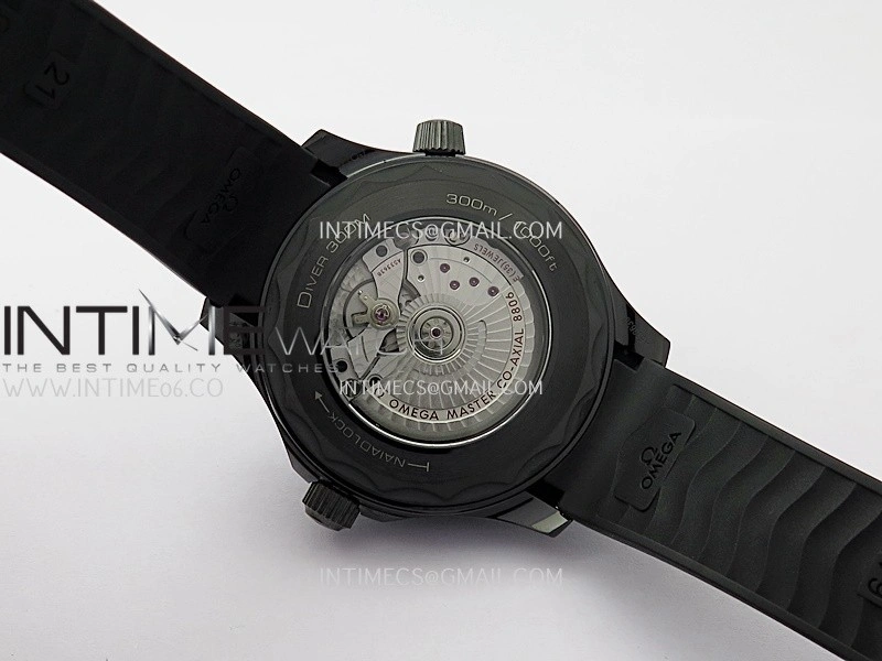Seamaster Diver 300M Black Ceramic DLC ORF 1:1 Best Edition Black Dial On Black Rubber Strap Super Clone Asian 8806