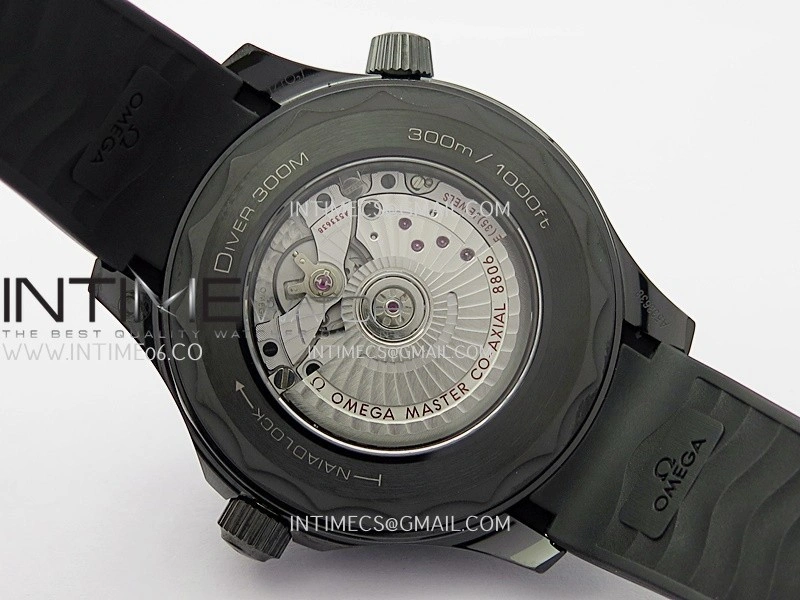 Seamaster Diver 300M Black Ceramic DLC ORF 1:1 Best Edition Black Dial On Black Rubber Strap Super Clone Asian 8806