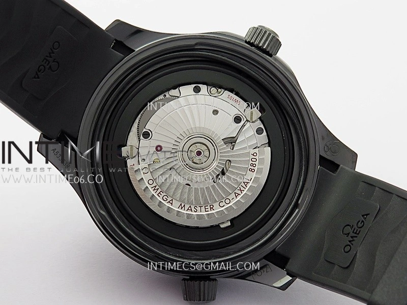 Seamaster Diver 300M Black Ceramic DLC ORF 1:1 Best Edition Black Dial On Black Rubber Strap Super Clone Asian 8806