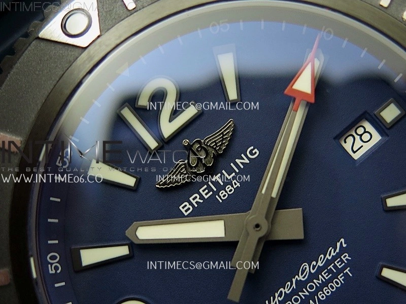 SuperOcean Automatic 46mm DLC TF 1:1 Best Edition Blue Dial on Black Rubber Strap A2824