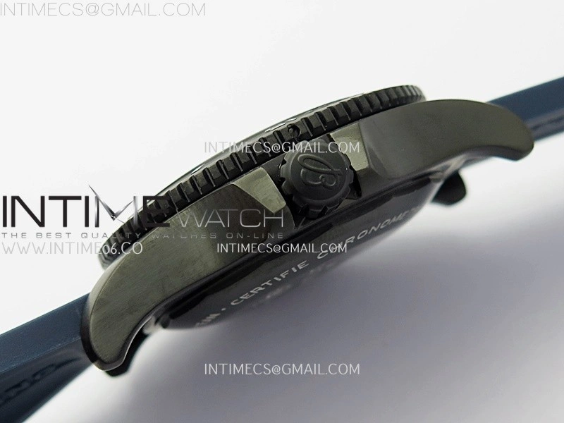 SuperOcean Automatic 46mm DLC TF 1:1 Best Edition Blue Dial on Black Rubber Strap A2824