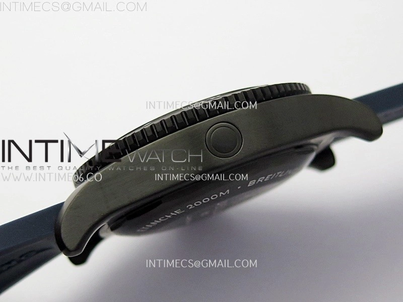 SuperOcean Automatic 46mm DLC TF 1:1 Best Edition Blue Dial on Black Rubber Strap A2824