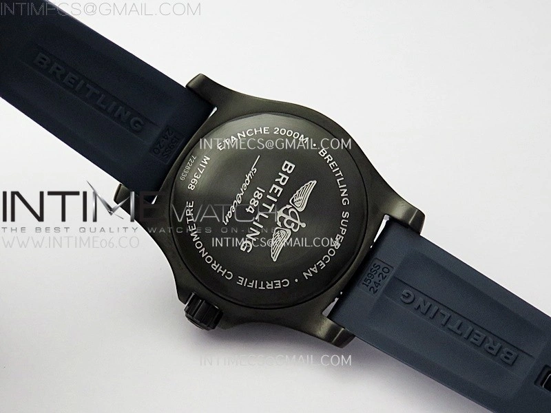 SuperOcean Automatic 46mm DLC TF 1:1 Best Edition Blue Dial on Black Rubber Strap A2824