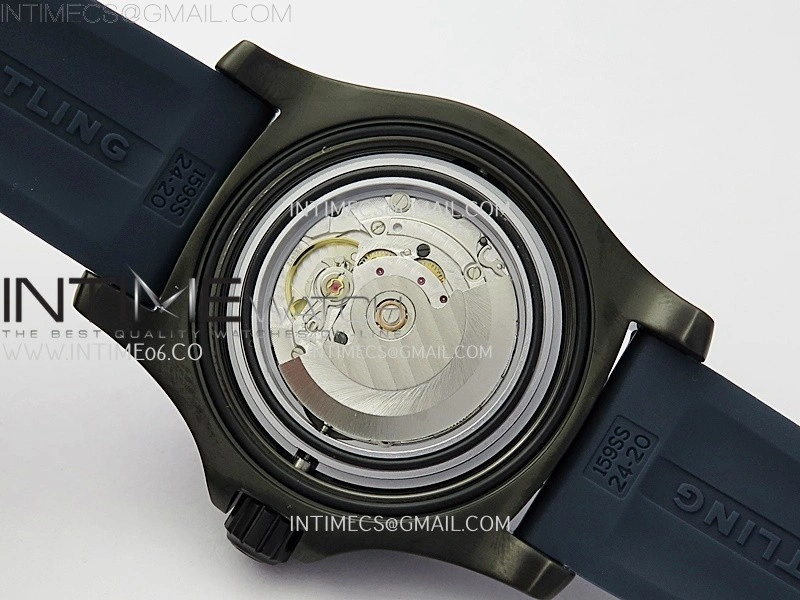 SuperOcean Automatic 46mm DLC TF 1:1 Best Edition Blue Dial on Black Rubber Strap A2824