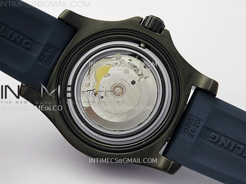 SuperOcean Automatic 46mm DLC TF 1:1 Best Edition Blue Dial on Black Rubber Strap A2824
