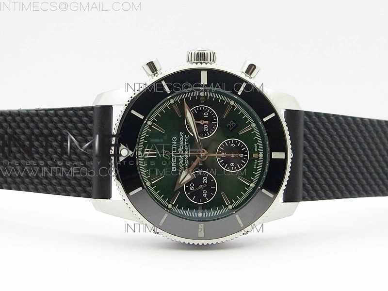 SuperOcean Black Ceramic Bezel B50 Best Edition Green Dial on Black Rubber Strap A7750