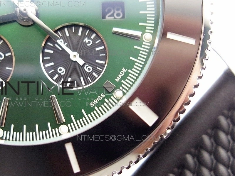 SuperOcean Black Ceramic Bezel B50 Best Edition Green Dial on Black Rubber Strap A7750
