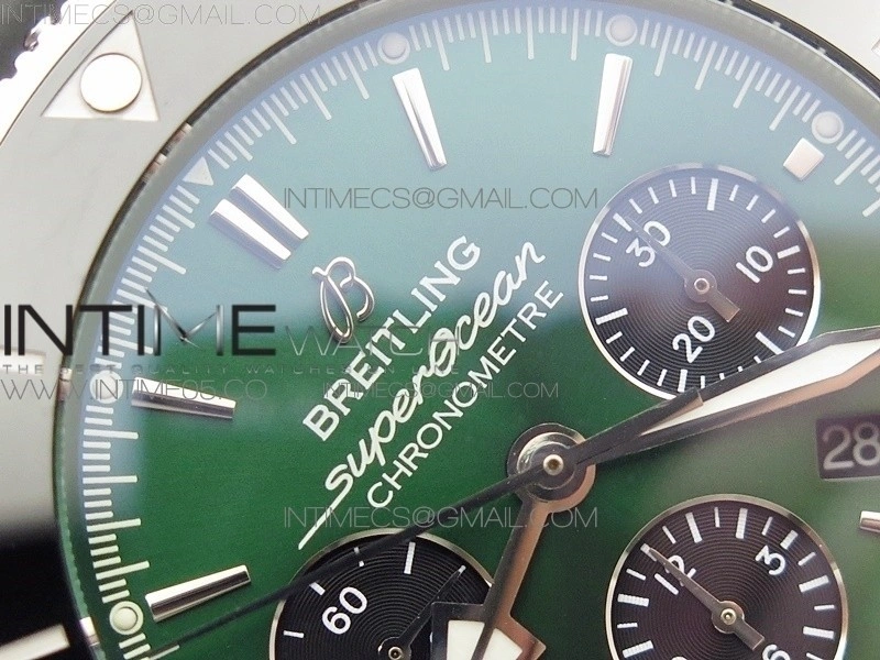 SuperOcean Black Ceramic Bezel B50 Best Edition Green Dial on Black Rubber Strap A7750