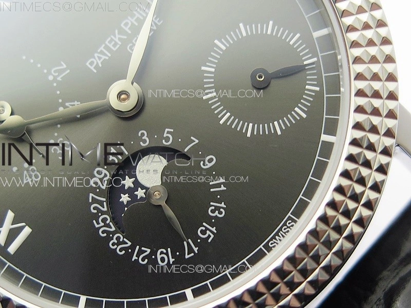 Calatrava 5057 Cortina Watch 50th Anniversary SS YSF 1:1 Best Edition Gray Dial on Black Leather Strap A240