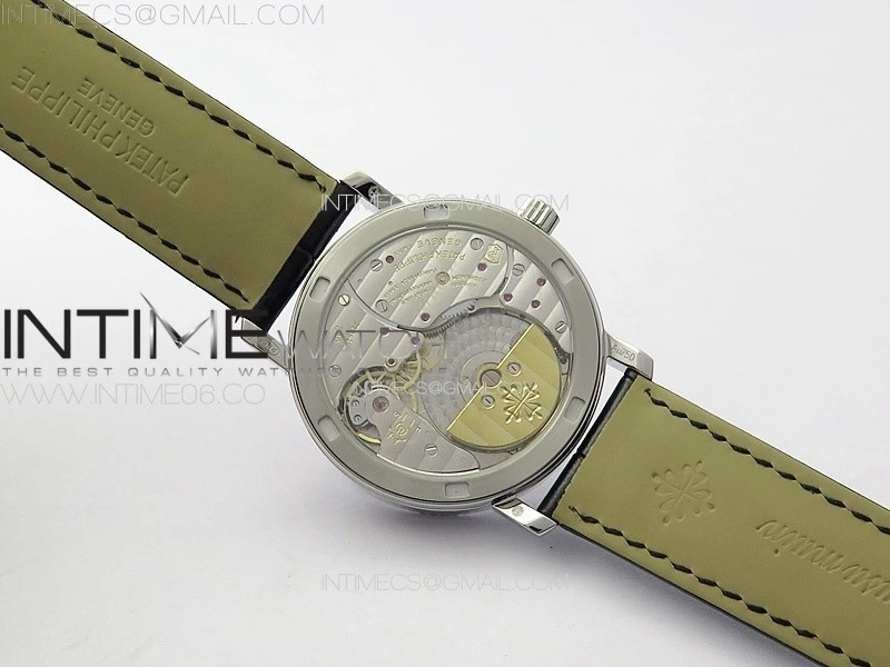 Calatrava 5057 Cortina Watch 50th Anniversary SS YSF 1:1 Best Edition Gray Dial on Black Leather Strap A240