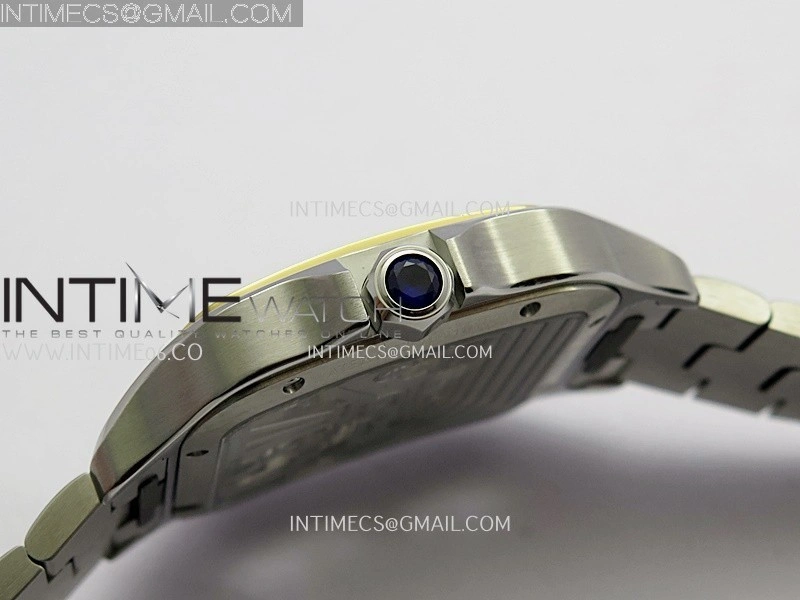Santos Black SS YG Rich Factory 1:1 Skeleton Silver Dial On SS YG SmartLink Bracelet 9611MC Super Clone