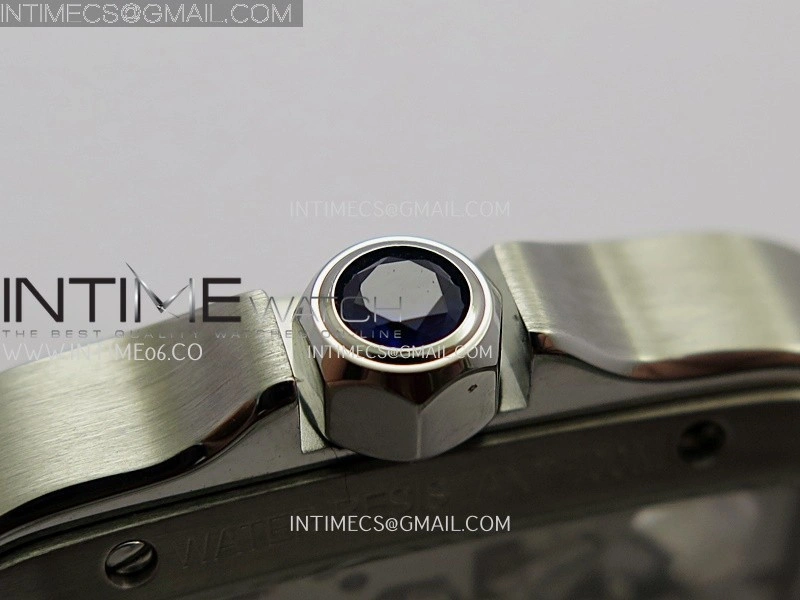 Santos Black SS YG Rich Factory 1:1 Skeleton Silver Dial On SS YG SmartLink Bracelet 9611MC Super Clone