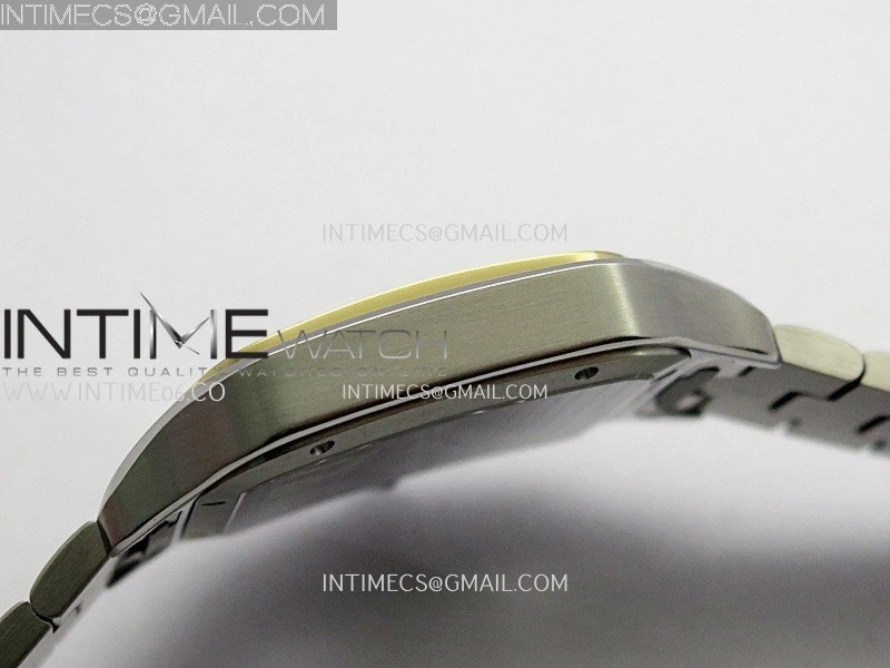 Santos Black SS YG Rich Factory 1:1 Skeleton Silver Dial On SS YG SmartLink Bracelet 9611MC Super Clone