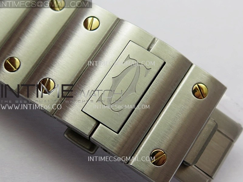 Santos Black SS YG Rich Factory 1:1 Skeleton Silver Dial On SS YG SmartLink Bracelet 9611MC Super Clone