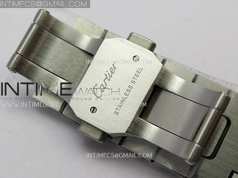Santos Black SS YG Rich Factory 1:1 Skeleton Silver Dial On SS YG SmartLink Bracelet 9611MC Super Clone