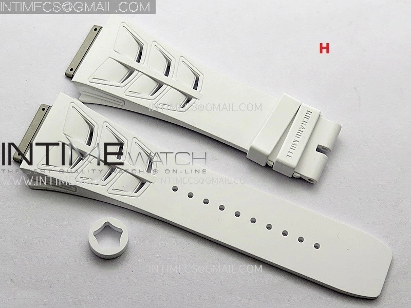 3AF 1:1 Richard Mille Shark Rubber Straps Include Crown O Ring For RM055 And RM035 Watches