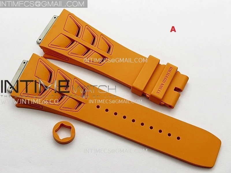 3AF 1:1 Richard Mille Shark Rubber Straps Include Crown O Ring For RM055 And RM035 Watches