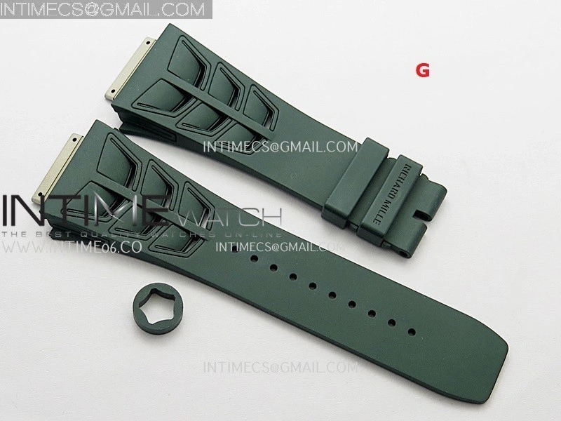 3AF 1:1 Richard Mille Shark Rubber Straps Include Crown O Ring For RM055 And RM035 Watches