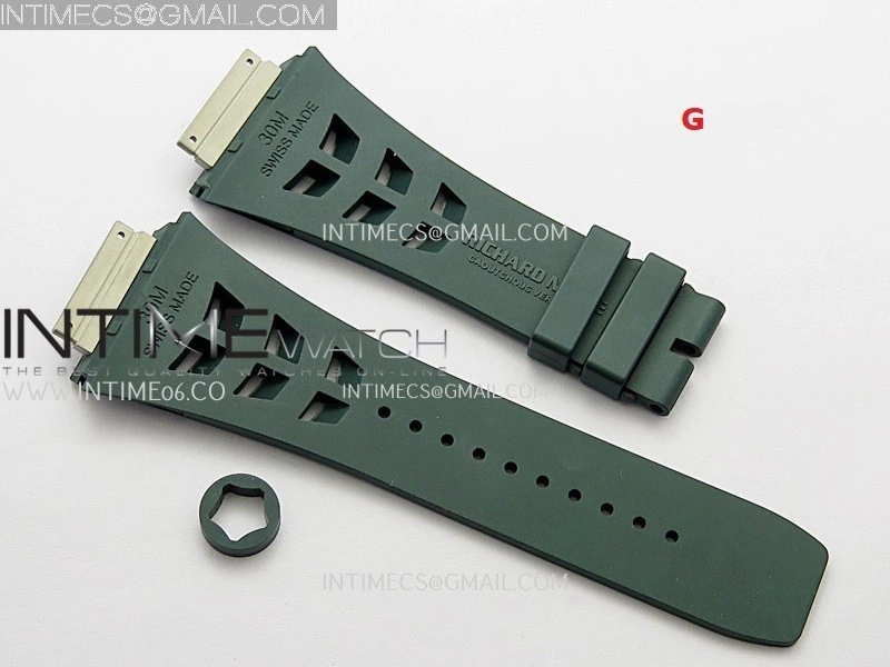 3AF 1:1 Richard Mille Shark Rubber Straps Include Crown O Ring For RM055 And RM035 Watches