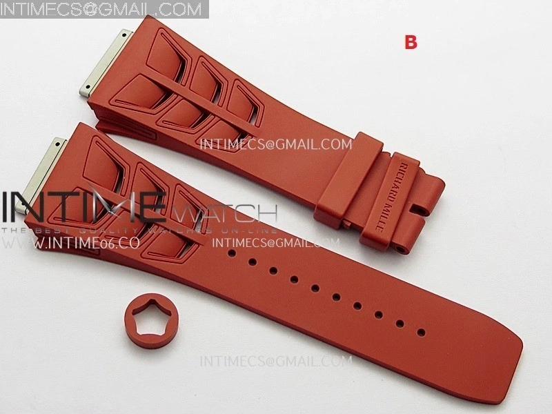 3AF 1:1 Richard Mille Shark Rubber Straps Include Crown O Ring For RM055 And RM035 Watches