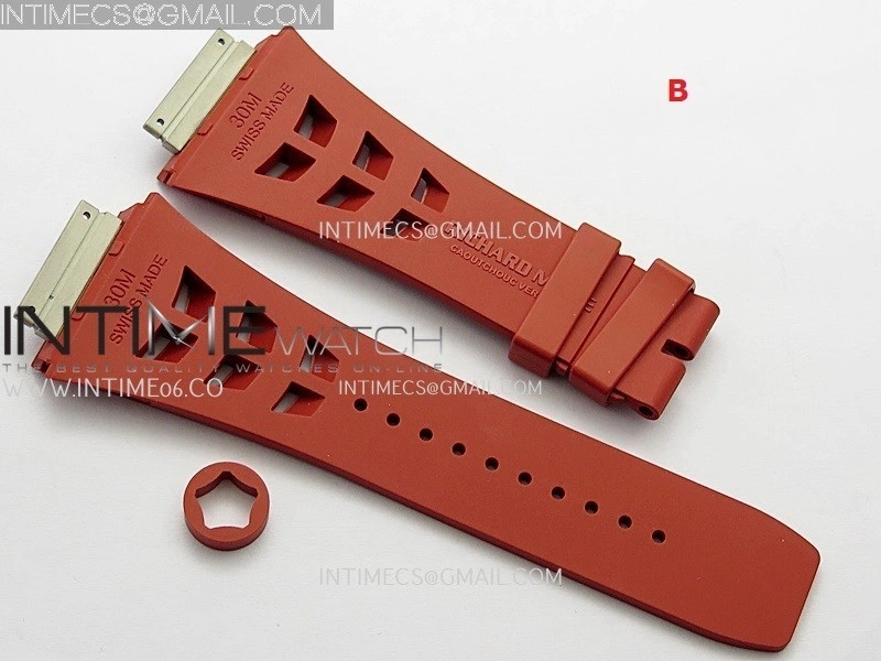 3AF 1:1 Richard Mille Shark Rubber Straps Include Crown O Ring For RM055 And RM035 Watches
