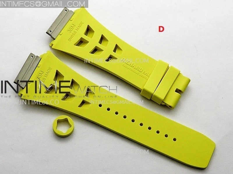 3AF 1:1 Richard Mille Shark Rubber Straps Include Crown O Ring For RM055 And RM035 Watches