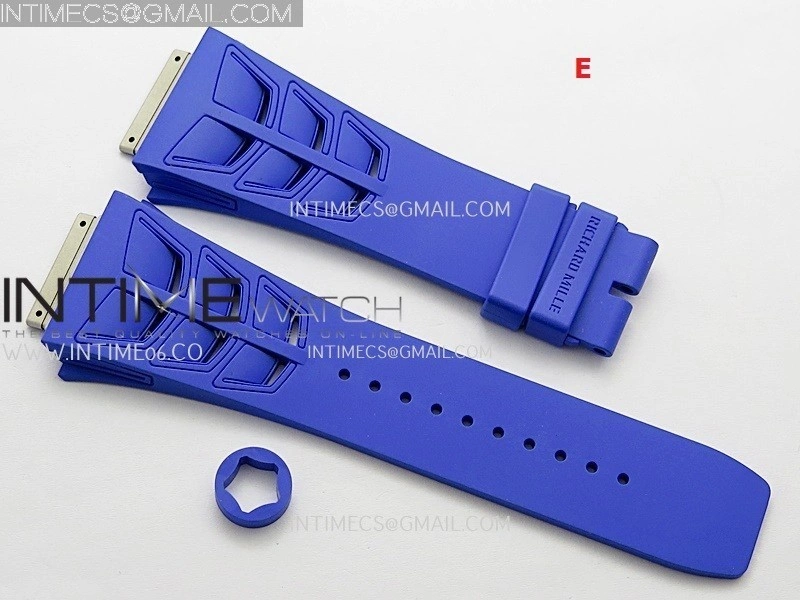 3AF 1:1 Richard Mille Shark Rubber Straps Include Crown O Ring For RM055 And RM035 Watches