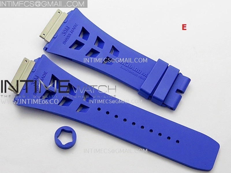 3AF 1:1 Richard Mille Shark Rubber Straps Include Crown O Ring For RM055 And RM035 Watches