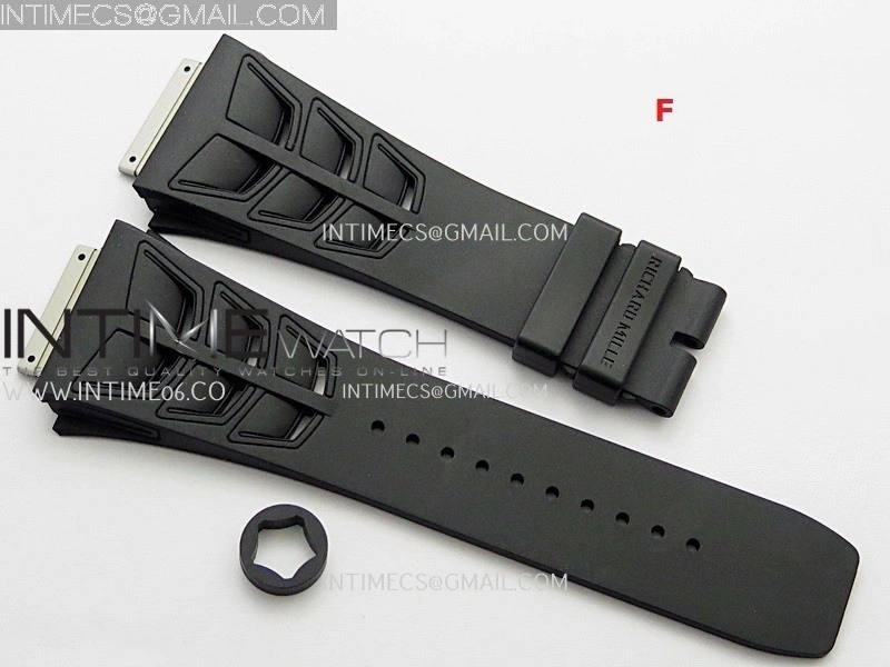 3AF 1:1 Richard Mille Shark Rubber Straps Include Crown O Ring For RM055 And RM035 Watches